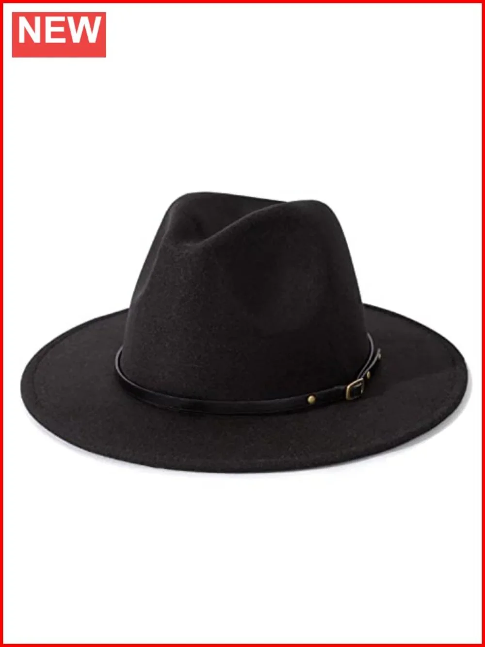 Women's Fedora Hat with Belt Buckle - Adjustable Cotton Blend Trilby,